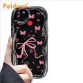 FELMYST for Realme C12 C25 C25S Realme Narzo 20 Narzo 30A Back Cover Butterfly Pink Flower Cream Texture Wavy Edge Soft Silicone Phone Case. 