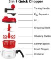 Quick Onion Chopper- Hand Mixer Food Chopper, ,Manual Food Processor, Mixer Blender, Rotary Vegetable Chopper for Garlic, Salad, Salsa, Nuts Speedy Chopper with 3 Curved Stainless Steel Blades, Handheld Mincer/Mixer/Blender to Chop Fruits Onions/Nuts. 