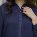 Women's Button Down Shirt Navy. 