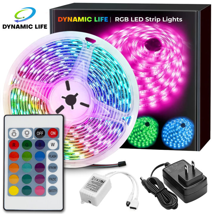 Dynamic Life RGB LED Strip Lights 30 or 15 Feet Self-Adhesive ...