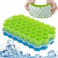 Silicone Honeycomb Ice Cube Tray with Lid – 37 Cavity Flexible BPA-Free Ice Mold – Reusable Ice Cube Maker for Freezer, Chocolate, Baby Food, Cocktails & More – Multicolor – Easy Release. 