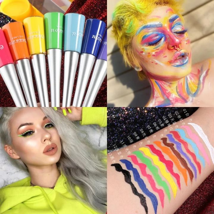 Colorful Neon Green White Matte Liquid Eyeliner Pencil Waterproof Makeup Liquid Eye Liner Blue Green Yellow Eyes Cosmetics Pen