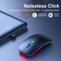 HP W10 Wireless RGB Rechargeable Mouse – Bluetooth & 2.4G Dual Mode, Silent Click, Adjustable DPI, Ultra-Thin Slim Design by Ecoelec. 