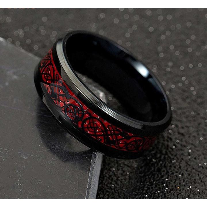 Red Dragon Tungsten Band, Red Tungsten Ring, Stunning Wedding Band For Mens, Mens Stylish Ring, Party Rings For Mens.