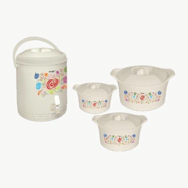 Unbreakable 4 Piece hot pot set | Imported quality hotpot with cooler set | Hot and cool hotpot with cooler set