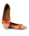 Orange And Beige Faux Leather Pump Flats For Women. 