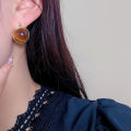 French vintage tiger's eye earrings, feminine light luxury, high-end design earrings, new Maillard earrings. 