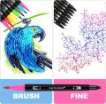 Giorgione Signature Double Head Art fineliner Brush Marker Pens 1 - 2 MM Tip 12 Colors Set Double Tip Pens for Coloring, Bullet Journal, Painting, Calligraphy and Lettering. 
