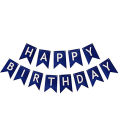 Dark Blue Shiny Happy Birthday Banner. 