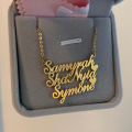 Customized 1-3 Names Three Layers Fashion Stainless Steel Necklace Personalized Letter Heart Pendant Nameplate for Women Gift. 
