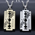 Gold and Steel Fashion Pendant Necklace for Men Music Band Judas Priest Cross Shape with Razor Blade Link Chain Jewelry Gift. 
