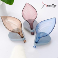 TRENDLY  Soap holder Dish Leaf Decorative Drainage Soap Holder Shower with Suction Cups Anti-Collision, Plastic Self Draining Soap Saver for Bathroom, Bar Soap Tray Kitchen Sponge Holder. 