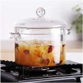 Glass Pot, Clear Glass Soup Pot, Home Cooking, Lid Included, Handle, Microwave, Open Fire, Heat Resistant, Stewing Pot. 
