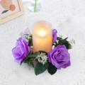 Candle Rings Wreaths, Small Wreath, Pillar Candle Holder, 23cm Artificial Floral, Flower Garland for Window,. 