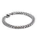 Jewelry wholesale fashion sideways flat chain stainless steel chain simple titanium steel men's trend hip hop bracelet accessories. 