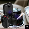 Car Ashtray With Lid, Portable LED Cigar Smoke Car Ashtray Smoke Remover Double-Layer Inner Box Ash Cylinder Cup Holder (Black). 