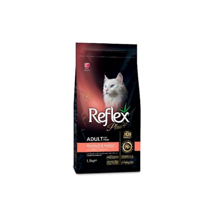 Reflex Plus Adult Cat Food Hairball & Indoor 1.5KG - Reflex Plus with Salmon - Reflex Hairball Cat Food
