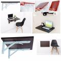 Foldable Wooden Wall Mount Laptop Table/Computer Table/Dvd Player Table Rack With White Foldable Brackets/Smart Office Table. 