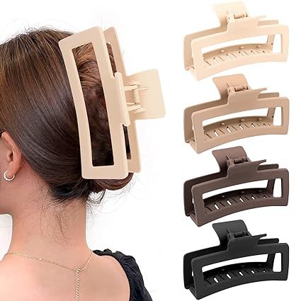 4.2 Inch Matte Reactangle Korean Claw Clip/ Extra Large Claw Clip For Long Hair/ Pack Of 1, Pack Of 3, Pack Of 5 Korean Claw Clip