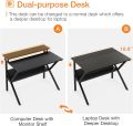 mall Computer Desk, 27.5 inch Desk for Small Spaces with Storage, Compact Table with Monitor & Storage Shelves for Home Office, Modern Style Laptop Desk. 