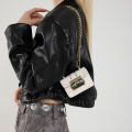 Lock, personality, temperament, chain lipstick, mini foreign style, early autumn, new simple foreign style, 2024 crossbody small square bag women. 