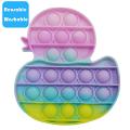 Push Pop Bubble Fidget Spinner Pop It Silicone Toy - 5 inches - Rainbow Duck. 