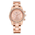 [Precious] Elegant Stainless Steel Band Women's Watch/ Luxury Rhinestone Casual Wristwatches/ Classic 3-Eyes Quartz Watches. 