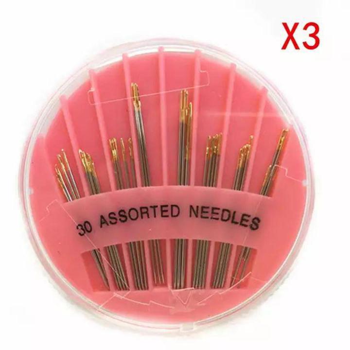High quality 3Pack=(90pc) Compact Assorted Hand Sewing Needles for Embroidery Mending Craft Quilt Sew AA7362