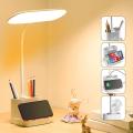 Study lamp LED Desk Lamp with Adapter Led Desk Light with Pen Holder and Phone Stand, 3 Color Modes with Dimmable Brightness, 360°Flexible ,Eye-Protection for StudentLamps for Home Office, White Desk Light. 