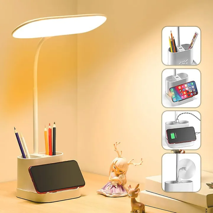 Study%20lamp%20LED%20Desk%20Lamp%20with%20Adapter%20Led%20Desk%20Light%20with%20Pen%20Holder%20and%20Phone%20Stand,%203%20Color%20Modes%20with%20Dimmable%20Brightness,%20360%C2%B0Flexible%20,Eye-Protection%20for%20StudentLamps%20for%20Home%20Office,%20White%20Desk%20Light%20-%20Image%204