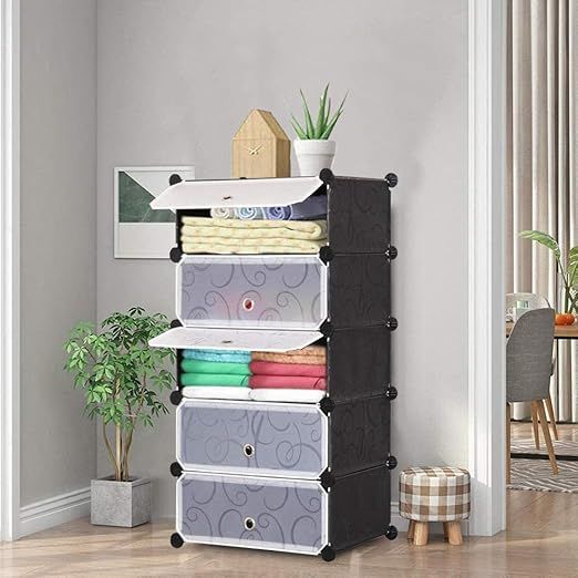 Multi-Purpose Plastic 5-Layer Shoe Rack Organizer | Portable & Foldable Storage Cabinet Tower with Dustproof Cover for Home, Bedroom & Entryway