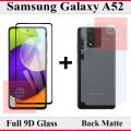 Samsung Galaxy A52 Full Black 9D|5D|6D|10D|11D|21D Tempered Glass Screen Protector Full Glue Edge To Edge + Back Matte Protector Soft Skin Sheet Soft Film Protection For Samsung Galaxy A52. 