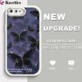 Jizetin for iPhone 7 Plus 8 Plus Back Cover Bright Butterfly Lambskin Texture PU Leather Back For Girls Boys Soft Phone Case. 