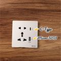 Multi Light Plug Socket With 2 USB Socket Outlet 2.1A 5V Electrical Wall Mounted Power Sockets | USB Port For Mobile Charging and USB Light Bulb. 