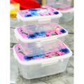3 Pcs Boxes Set With Air Tight Locking Clips Beautiful Printed Designs Freeze Safe BPA Free Plastic Food Storage Dispenser Containers Random Design and Shape. 