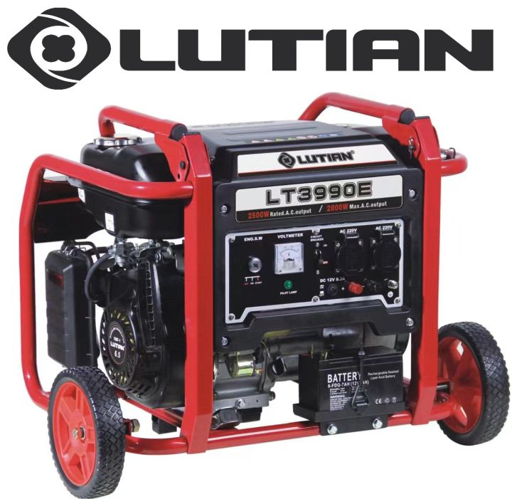 LUTIAN Generator - LT3990E -3.5Kva / 2.8Kw (2800 Watt) - Self Start - with Battery n Gas Kit n Wheels Kit - Latest Model