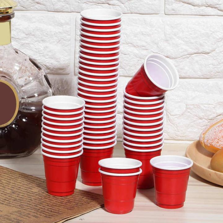 50 pcs red disposable plastic cups 5.5oz coffee drinking wedding party tableware glasses supplies