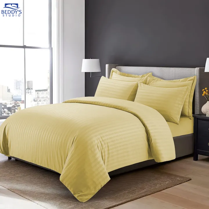 Beddy's%20Studio%20Hotel%20Collection%20Sateen%20Stripe%20Bed%20Sheets%20%20Egyptian%20Cotton%20Single%20&%20King%20Size%20Fancy%20Bedsheet%20Set%20With%20Pillow%20Cases%20-%20Image%204