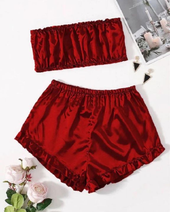 Womens Sleepwear Lace Sleep Shorts Piece Women Girl Ladies Silk