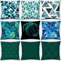 Dark Green Pattern Square Pillowcase Pillow Pillowcase Car Home Decoration Ornament Sofa Bed Decoration Pillow Pillowcase. 