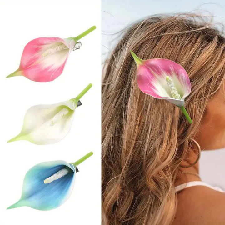 Simulated Calla Lily Flower Hair Clips Sweet Small Hairpins Bohemia Bridesmaid Bayline