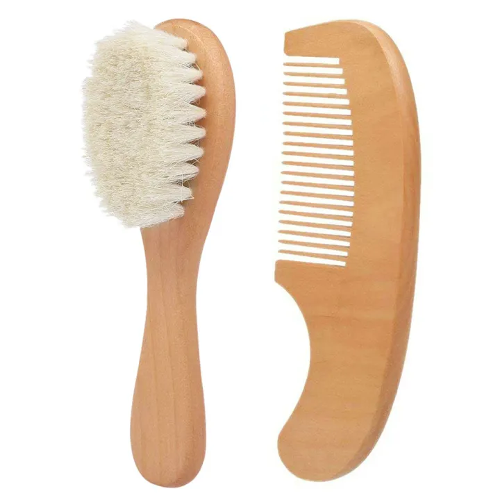2Pcs/Set%20Wooden%20Baby%20Safety%20Comb%20Woolen%20Hair%20Brush%20Care%20Massage%20Grooming%20Tool%20-%20Image%202