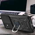 For Samsung Galaxy A51 4G Rugged Armor Protection Case with Slide Camera Cover Ring Holder Stand casing. 