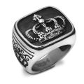 Man Jewelry Stainless Steel Vintage King Crown Ring Signet Bands For Men, Punk Vintage Style. 