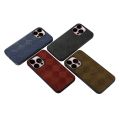 For iPhone 14 Pro Max Weave Plaid PU Phone Case (Black). 