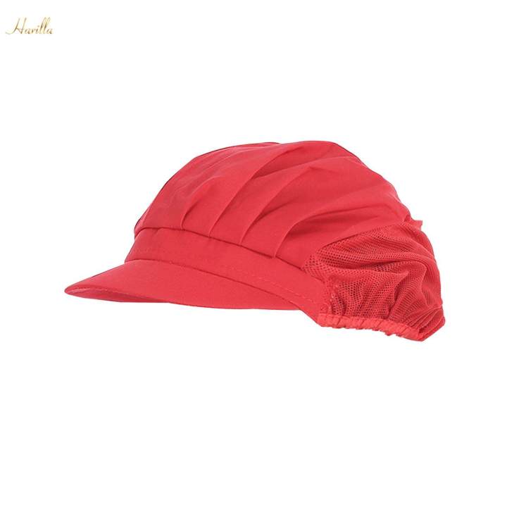 Chef%20Hat%20Mesh%20Food%20Service%20Baker%20Cap%20Waiter%20Cap%20for%20Commercial%20Multipurpose%20Red%20Half%20Mesh%20-%20Image%203