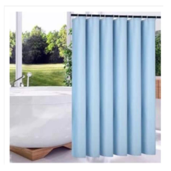 Shower Curtain Waterproof Bathroom Free 12 Hook Ring Plain Color Large Wide Bathing Cover - Multicolor