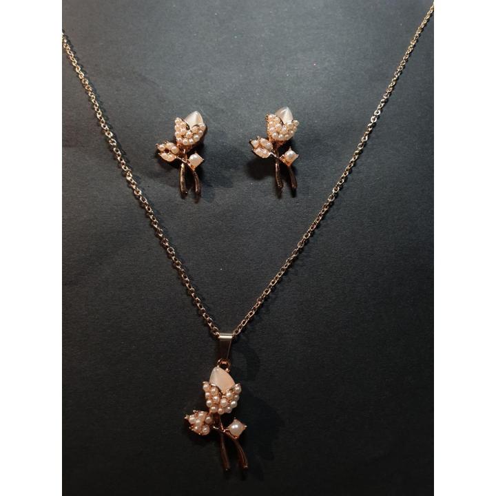 Cute Rose necklace for girls | Rose neckalce and earrings for girls | Aesthetic jewellery for girls