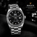 Luxury Men's Stainless Steel Watch | Rolex Design Waterproof Quartz Analog Wrist Watch with Stylish Box | Elegant Chronograph Style Bracelet Chain with Date Display | Premium Business Casual Male Fashion Dress Timepiece | Gents Men Boys Anniversary Gift. 