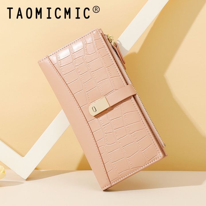Korean women's long wallet stone pattern bi-fold cute zipper purse long women wallets